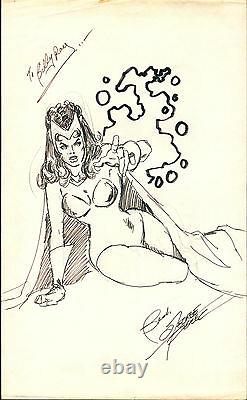 George Perez Scarlet Witch Pencil And Pen Original ART Sketch 8 1/2 by 13 3/4