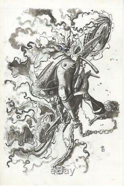 Ghost Rider by Marvel Artist, Keron Grant, 11x17 on art board, signed