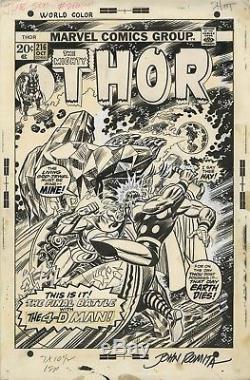 Gil Kane and John Romita The Mighty Thor #216 Original Cover Art 1973