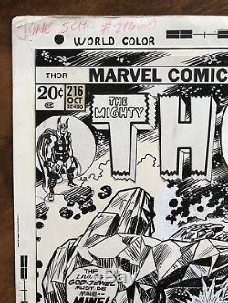 Gil Kane and John Romita The Mighty Thor #216 Original Cover Art 1973