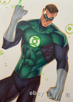 Green Lantern Original Color Pinup Art By Famous Marvel DC Artist Thony Silas