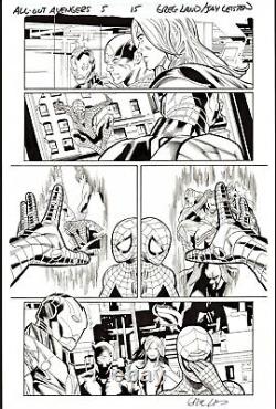 Greg Land Signed 2022 Avengers Art-spider-man, Capt. America, Thor, Iron Man