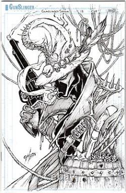 Gunslinger Spawn #18. Original, drawing, B/W, sketch cover art by Calvin Henio