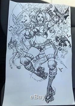Harley Quinn Original Art- Ink on 11x17 inch- Paolo Pantalena