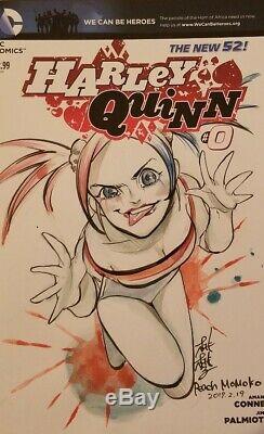 Harley Quinn PEACH MOMOKO Original Blank Sketch Cover Signed Suicide Squad