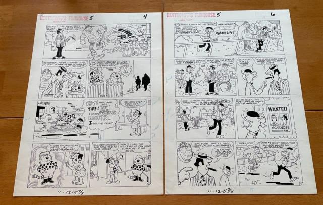 Heathcliff Funhouse #5 Original Comic Art 2 Pgs Horse Jockey Crooks 1988 Star