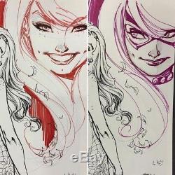 J. SCOTT CAMPBELL Remarque Original Sketch Set MJ and BLACK CAT Spider-Man