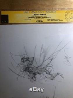 J. Scott Campbell Original Art Sketch- Spider-Man- Iron Fist 9x12 CGC SS RARE