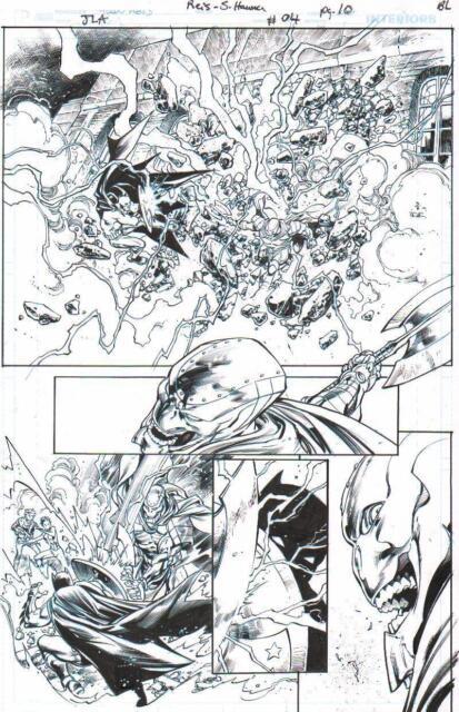 Justice League Of America 4 Pg 10 Batman Vs Lord Havok 1/2 Splash Bat W Shield