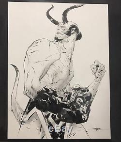 Jae Lee Original Art Inked Sketch Commission Of Mike Mignola Hellboy 12x9