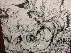 Jamie Biggs Original Comic Sketch art-Spiderman/Hulk/Wolverine/DP vs Juggernuat