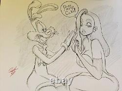 Jessica Rabbit Ink Pencil Comic Art Drawing Sketch Illustration Sign COA 8.5x11