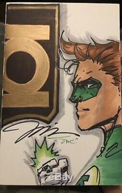 Jim Lee Original Green Lantern Sketch On Blank Cover Colored By Alex Sinclair