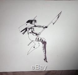 Jim Lee Oversized Female Warrior 11 X 17 WildC. A. T. S. Original Art Sketch +bonus