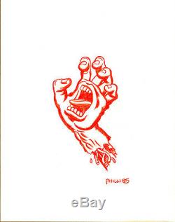 Jim Phillips 11 x 14 ORIGINAL ART The Screaming Hand Sketch SIGNED Santa Cruz
