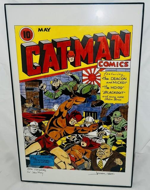 Joe Simon Grandson Jesse Simon Signed Original Comic Art Sketch Catman Comics 24