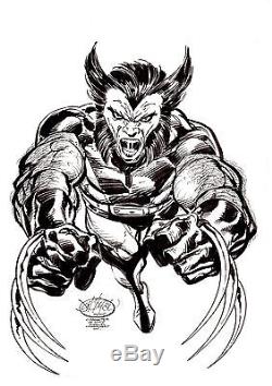 John Byrne Wolverine Full Body Action Original art Commission signed