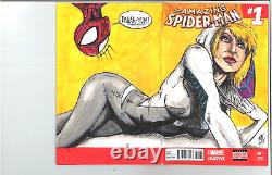 Juan Navarro 2 SIDED ORIGINAL BLANK SKETCH Cover Art 1/1 Spider-Man Gwen Comic