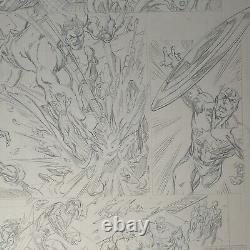 Mark Bagley Original page Avengers Assemble #4 pg5 Hulk Thanos Cap Spidey