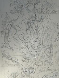 Mark Bagley Original page Avengers Assemble #4 pg5 Hulk Thanos Cap Spidey