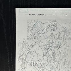 Mark Bagley Original page Avengers Assemble #4 pg5 Hulk Thanos Cap Spidey