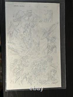 Mark Bagley Original page Avengers Assemble #4 pg5 Hulk Thanos Cap Spidey