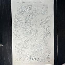 Mark Bagley Original page Avengers Assemble #4 pg5 Hulk Thanos Cap Spidey