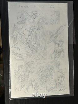 Mark Bagley Original page Avengers Assemble #4 pg5 Hulk Thanos Cap Spidey