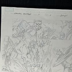 Mark Bagley Original page Avengers Assemble #4 pg5 Hulk Thanos Cap Spidey