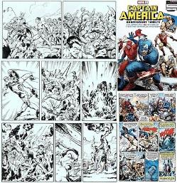 Mark Bagley Signed Original Art Captain America Tribute #1 / Stan Lee Jack Kirby