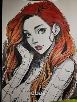 Mary Jane Color Drawing Original Comic Art Illustration Sign 8.5x11 COA Included