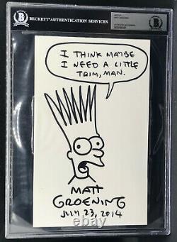 Matt Groening Bart The Simpsons Funny Art Sketch Signed Autograph Beckett Bas