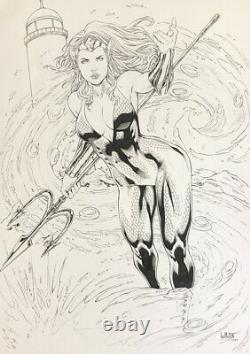 Mera Aquaman (11x17) Original Art Comic Pinup By Leo Matos