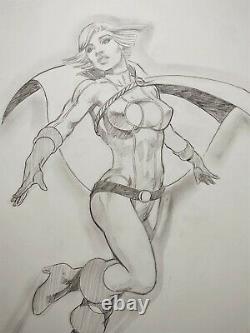 Mike Grell Signed Power Girl Original Art-11 X 17-dc Comics! Free Ship