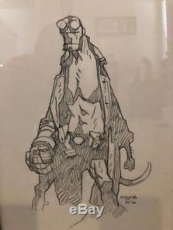 Mike Mignola Hellboy Original Comic Art approx 9x12 framed sketch in pencil