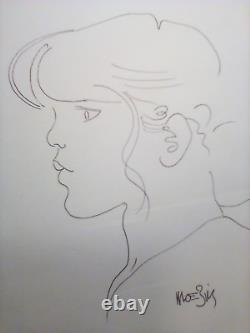 Moebius original art drawing Girl profile sketch -8 7/8 x10 1/2, 2012 or prior