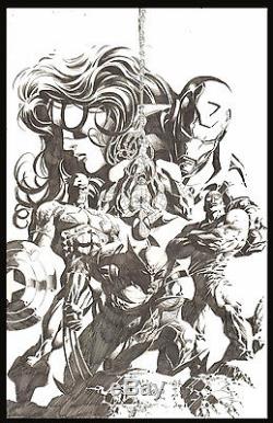 New Avengers Marvel Promotional Banner Art by Mike Deodato Jr Wolverine Cap