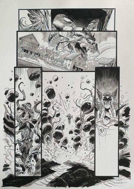 Nic Klein Original Art Thor 22 Page 14 Featuring Jormungandr Comic Art Marvel