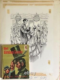 ORIGINAL ARTWORK by JACK DAVIS Meet Abraham Lincoln Signed Art with Book 1965