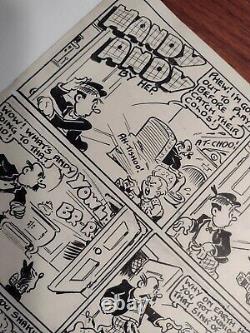 ORIGINAL COMIC STRIP ART 2 SHEETS 1950's HANDY ANDY UK H. E. PEASE HEP