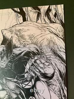 Original 11×17 Pencil Art Sketch Marvel Wolverine Kills a T-REX By Jamie Biggs