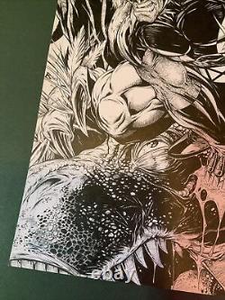 Original 11×17 Pencil Art Sketch Marvel Wolverine Kills a T-REX By Jamie Biggs