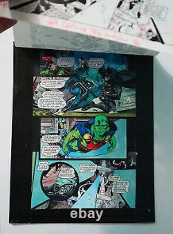 Original 1998 JLA Batman color guide art page, DC Comics Martian Manhunter, Robin