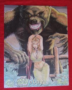 Original Art Budd Root Big Bad Wolf Werewolf Sexy Woman LARGE 19x24 Cavewoman