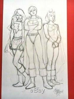 Original Art! Power Girl, Mary Marvel & Dr. Light by Kevin Maguire