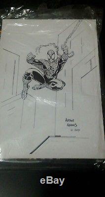 Original Art SPIDER-MAN by Arthur Adams -8.2x11.5 sketch for fan SUPER RARE
