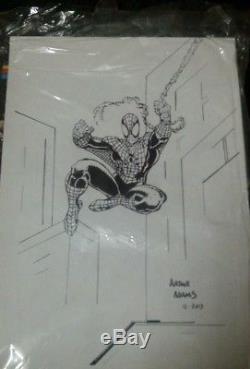 Original Art SPIDER-MAN by Arthur Adams -8.2x11.5 sketch for fan SUPER RARE