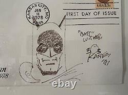 Original Batman drawing signed by Bob Kane, 1991