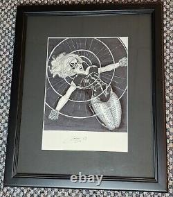 Original Black Canary Comic Art Signed Andrew Amiya Powerful SCREAM! Framed