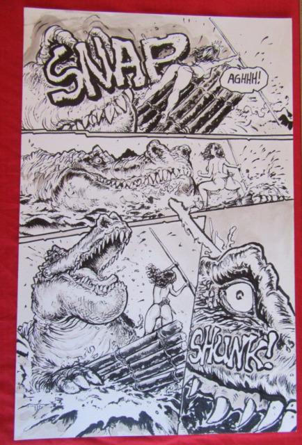 Original Budd Root's Cavewoman By Devon Massey Comic Art Page Vs Dinosaur Nice